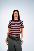 Cozed knitted baby tee - brown