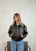 CROPPED BLACK LEATHER JACKET
