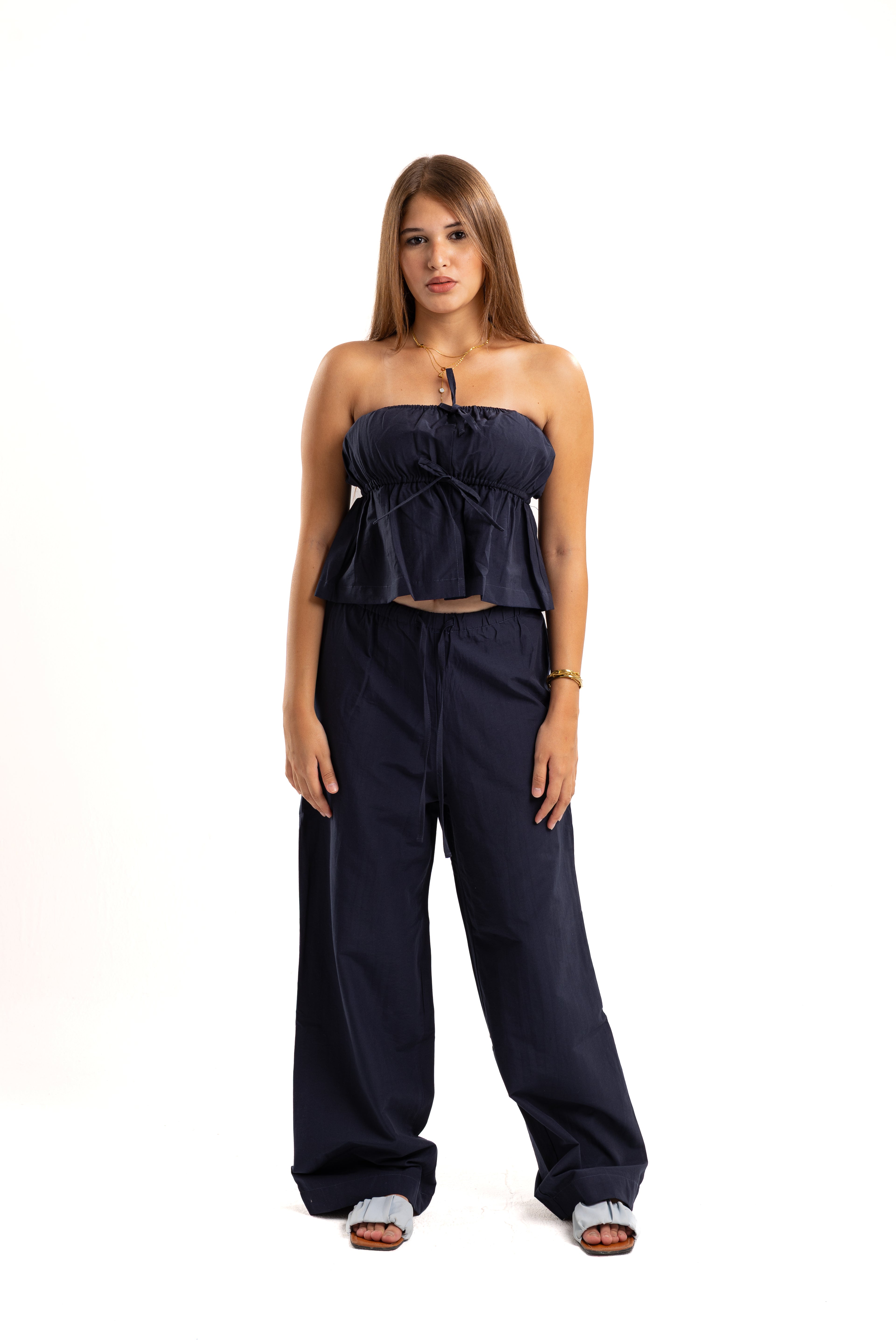 Dark blue ocea linen set