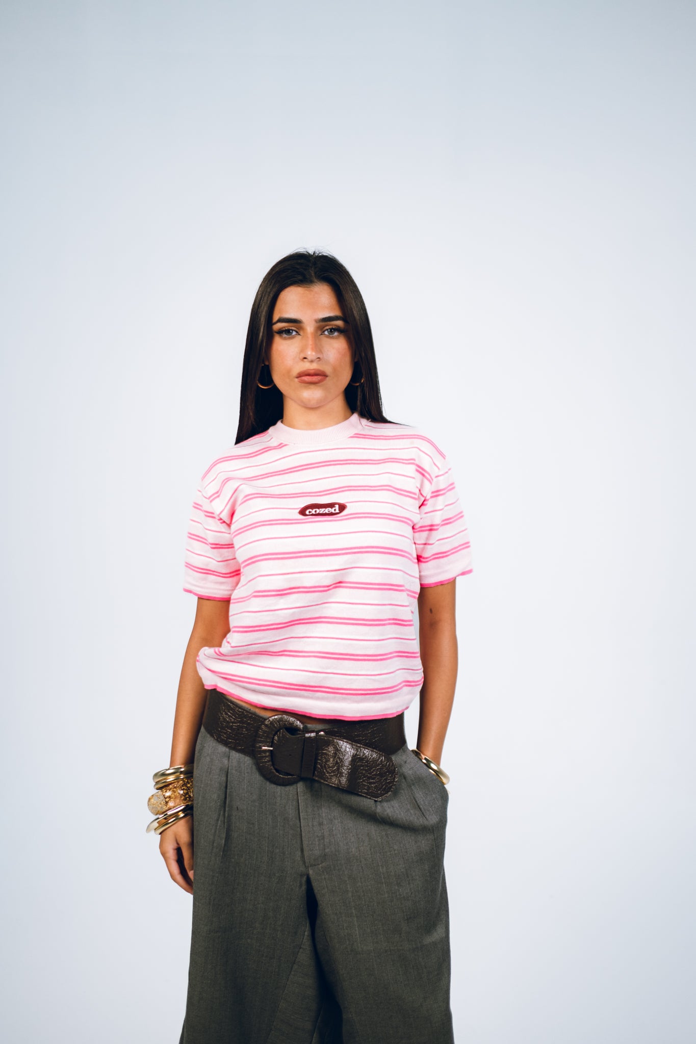 Cozed knitted baby tee - Pink