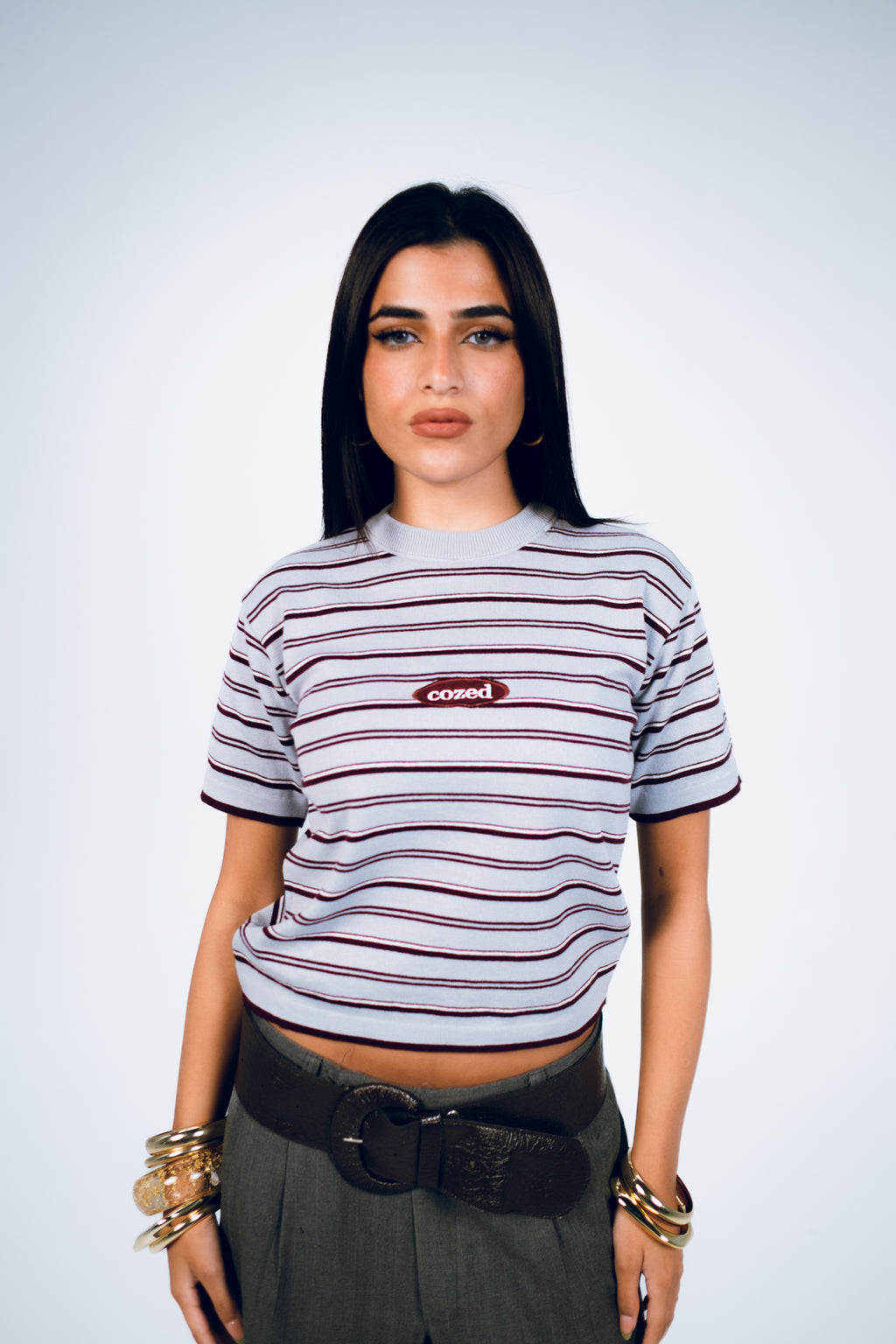 Cozed knitted baby tee- Gray