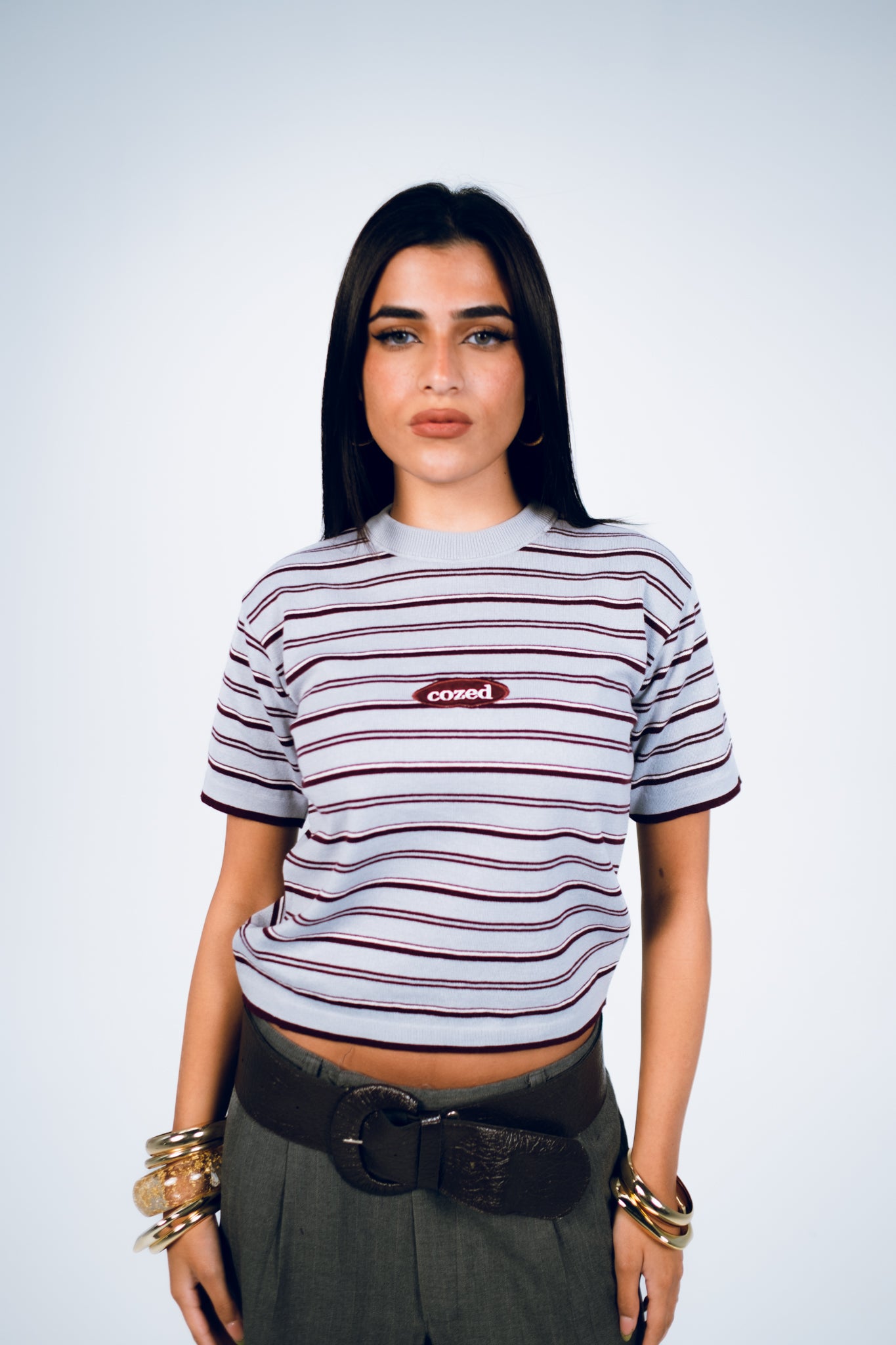 Cozed knitted baby tee- Gray