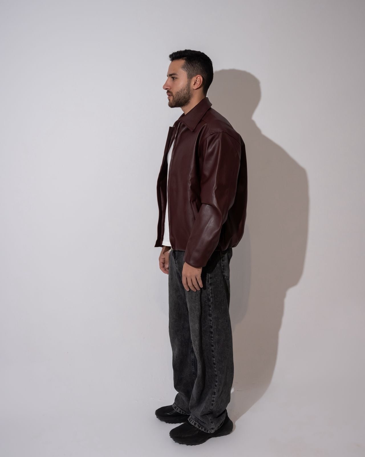 BURGUNDY LEATHER JACKET