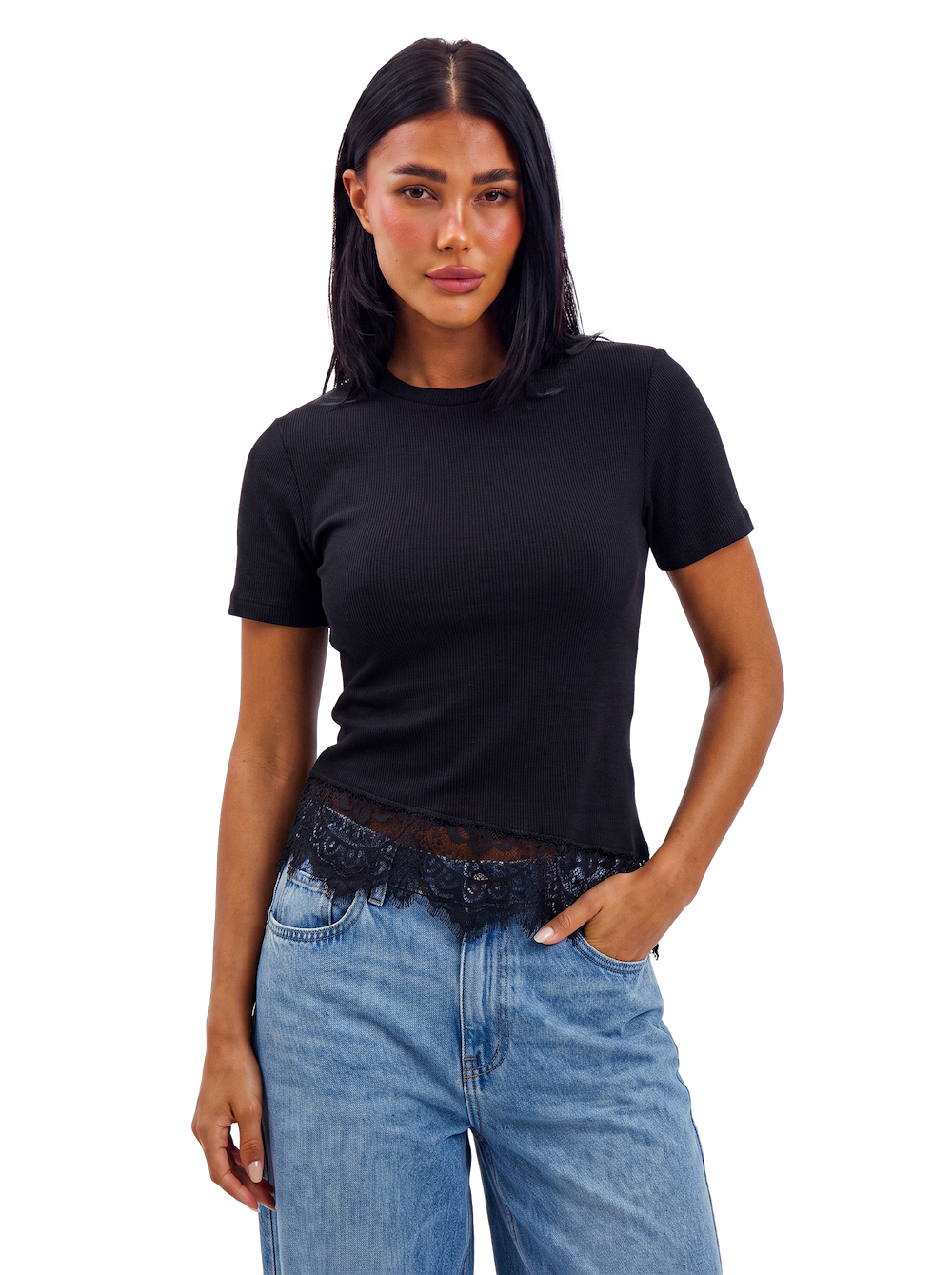 Black lace T-shirt