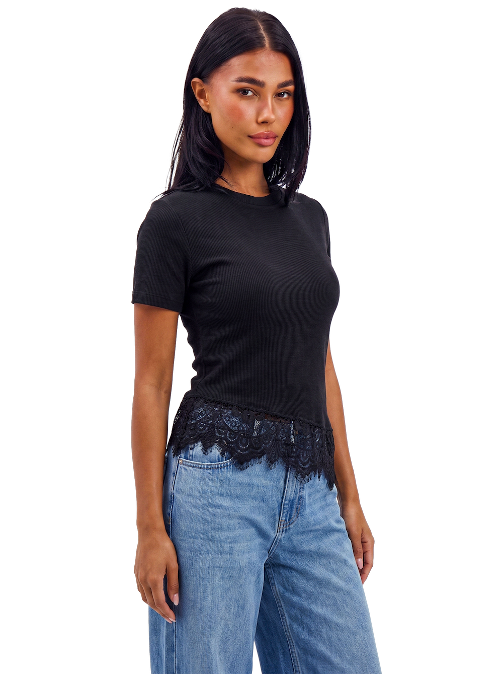 Black lace T-shirt