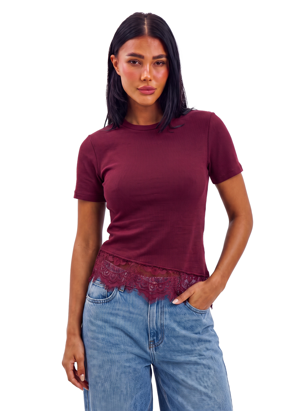Lace Top - Burgundy