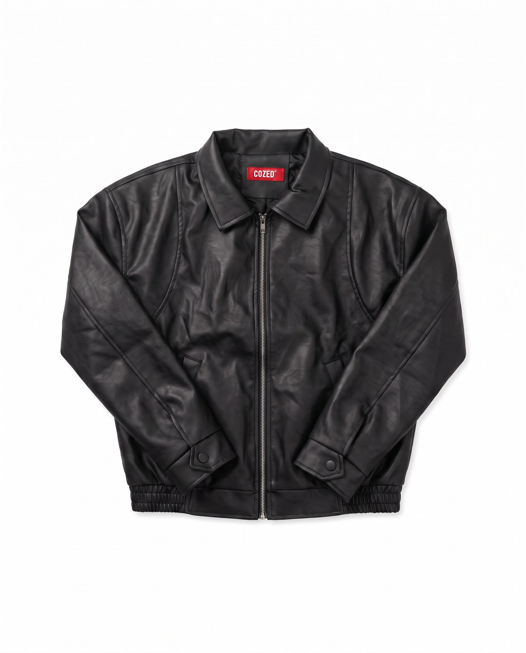 Cropped Black Leather Jacket